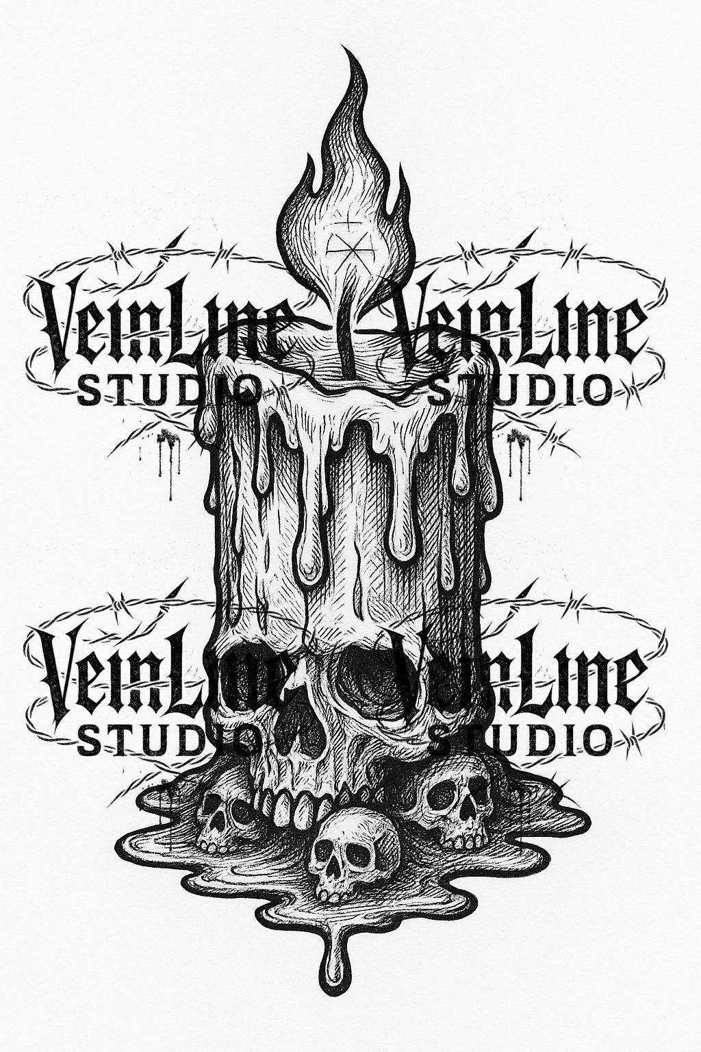 Realistic Dark Tattoo Stencil Bundle – 6 Black & White Flash Designs by VeinLineStudio