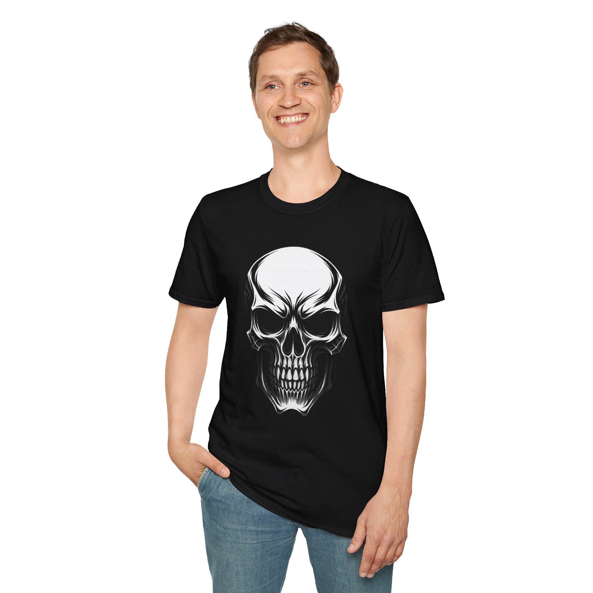 Gothic Skull T-Shirt, Unisex Graphic Tee, Edgy Streetwear Top, Halloween Apparel, Alternative Fashion, Skulls & Bones Shirt