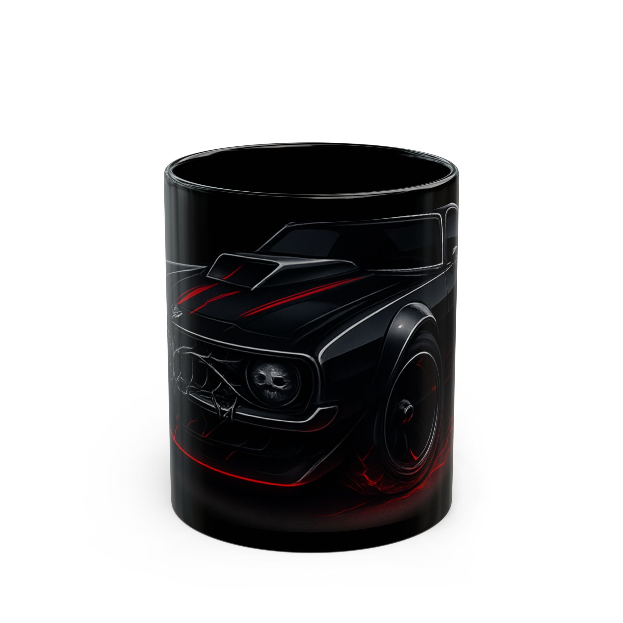 Black Muscle Car Mug – Retro Dark Car Illustration Coffee Cup (11oz/15oz)