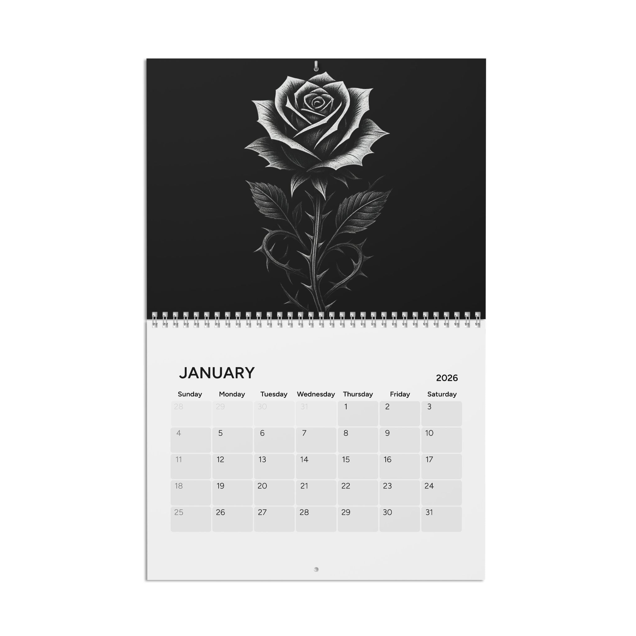 2026 Gothic Rose Wall Calendar — VenLine Studio Monthly Planner