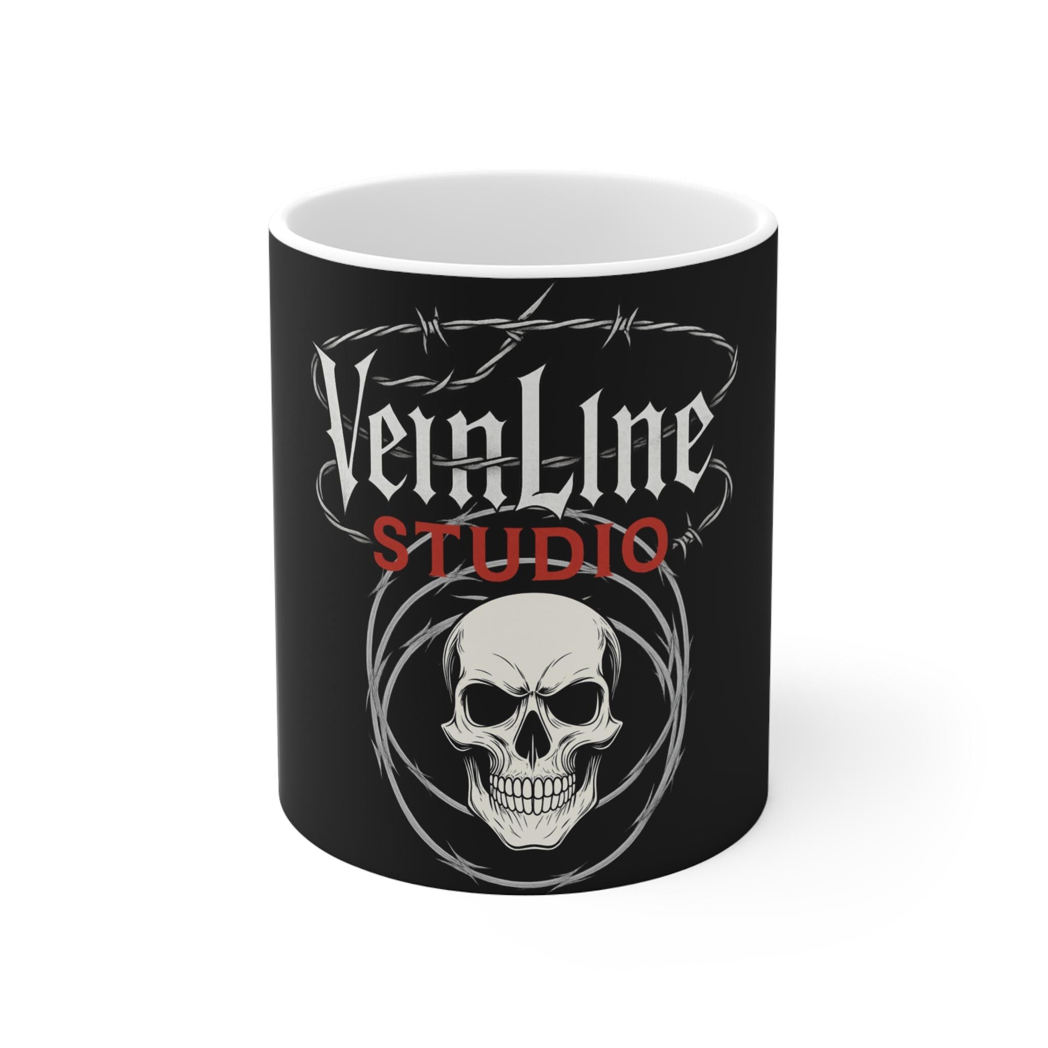 Gothic Skull Mug, 11oz Coffee Cup, VeinLineSudio