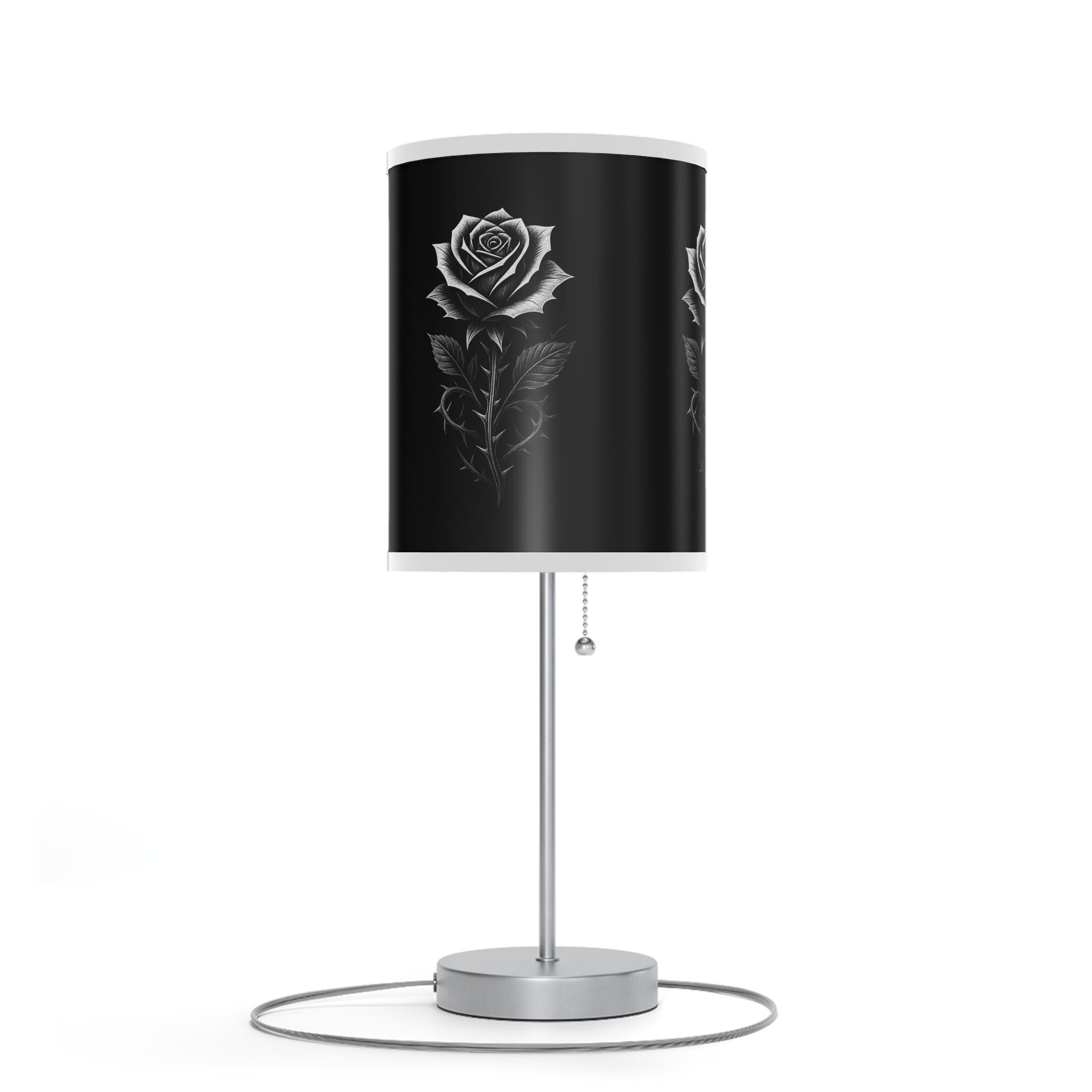 Black Rose Lamp – Gothic Floral Table Light VeinLine Studio