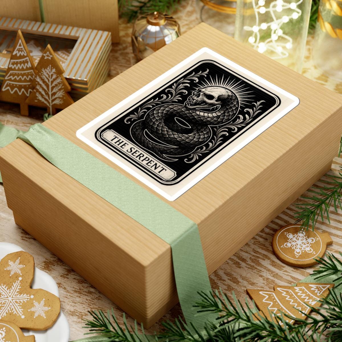 Gothic Serpent Sticker – Dark Tarot Art Decal VeinLine Studio