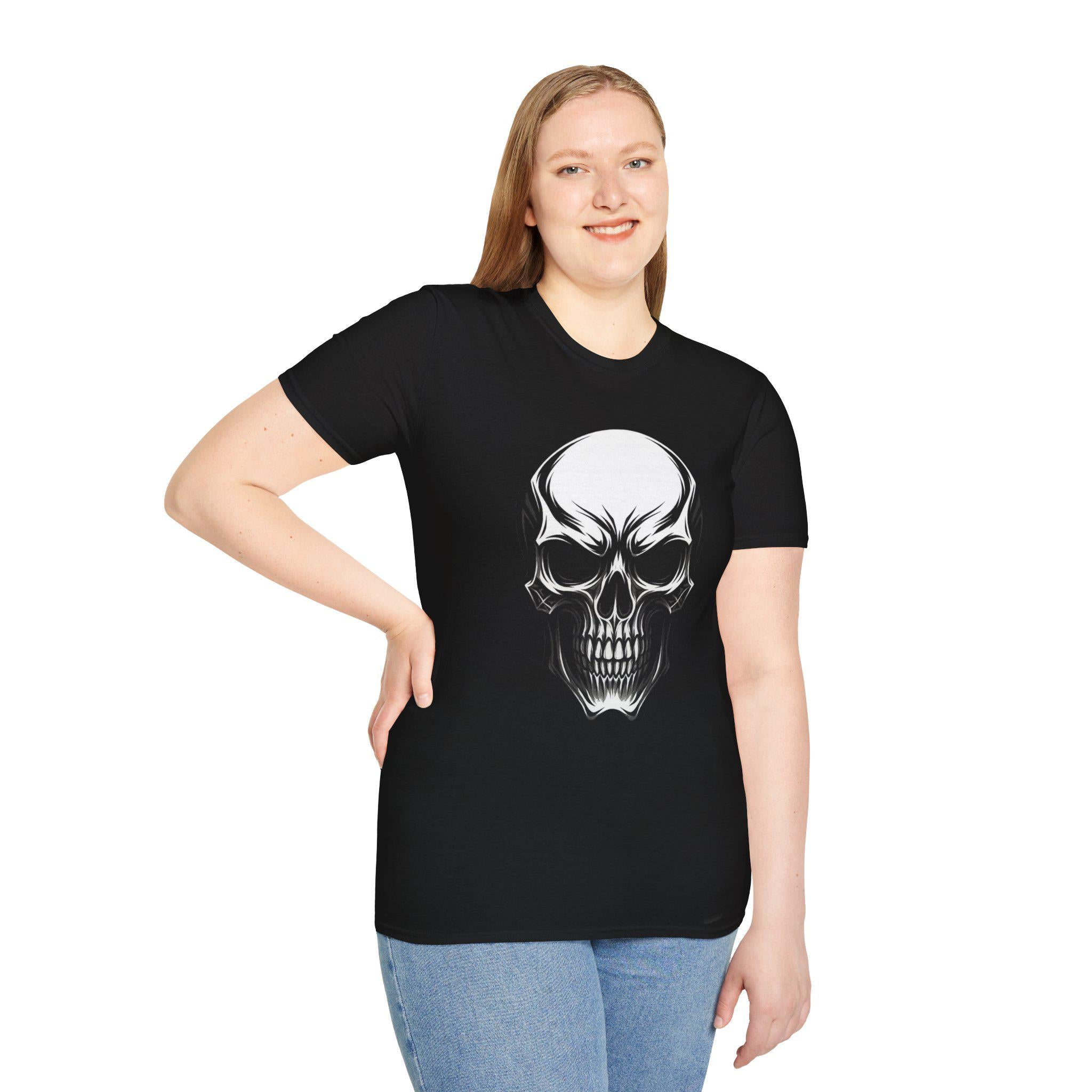 Gothic Skull T-Shirt, Unisex Graphic Tee, Edgy Streetwear Top, Halloween Apparel, Alternative Fashion, Skulls & Bones Shirt