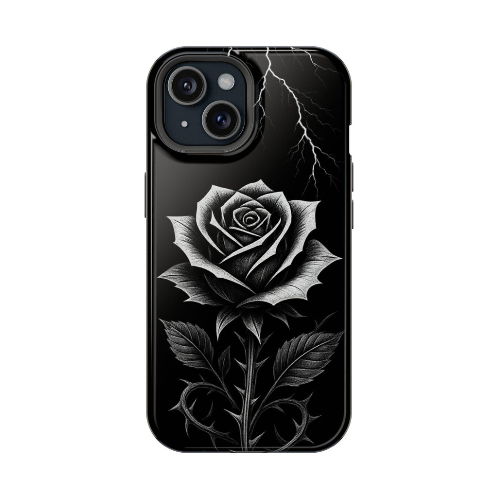 Stylish Impact-Resistant Phone Case - Black Rose Design for Flower Lovers, Gift for Him/Her, Trendy Accessories, Unique Phone Protection