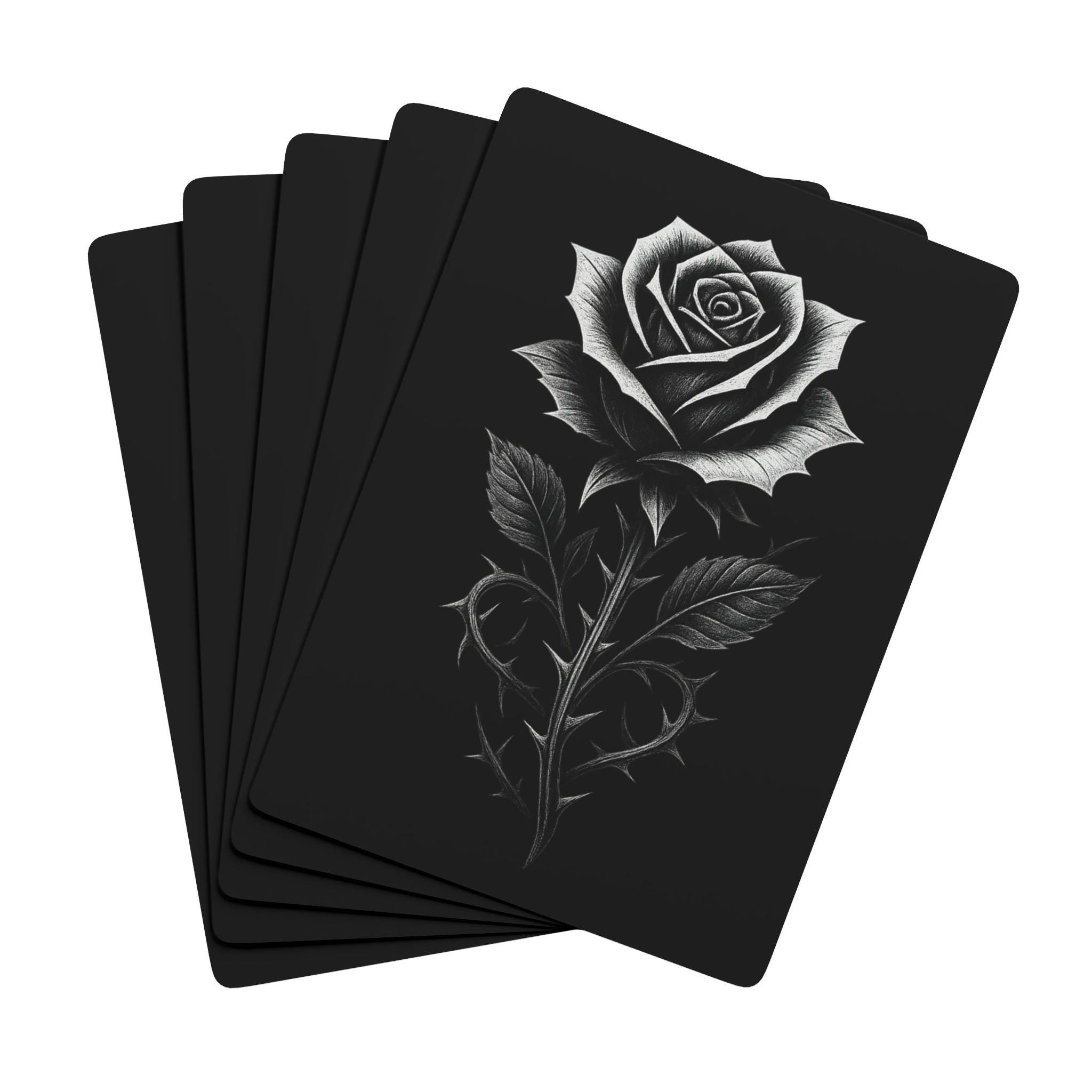 Custom Poker Playing Cards with Rose Design, VeinLine Studio