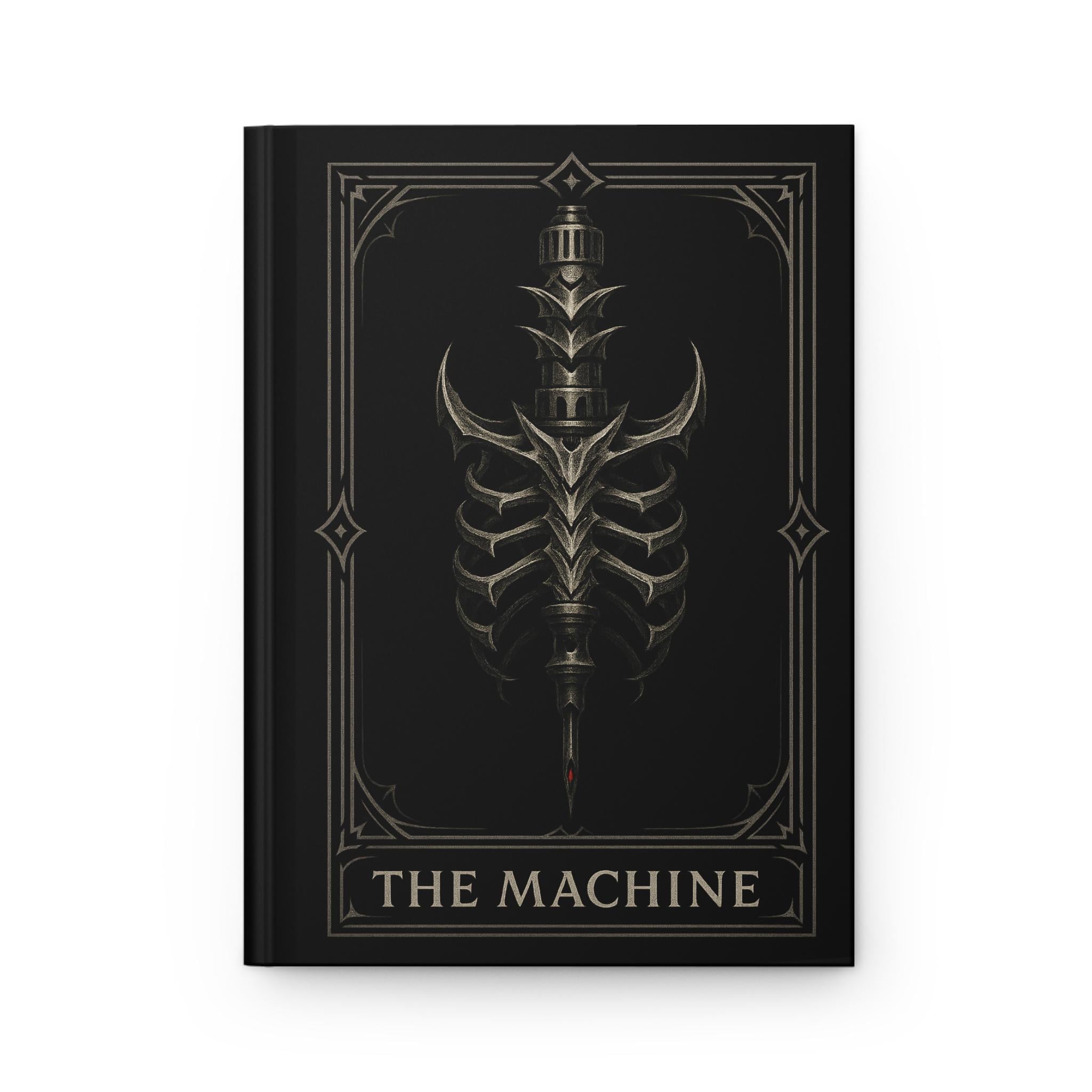 Gothic Hardcover Journal, Skeleton Tattoo Machine Design, VeinLine Studio