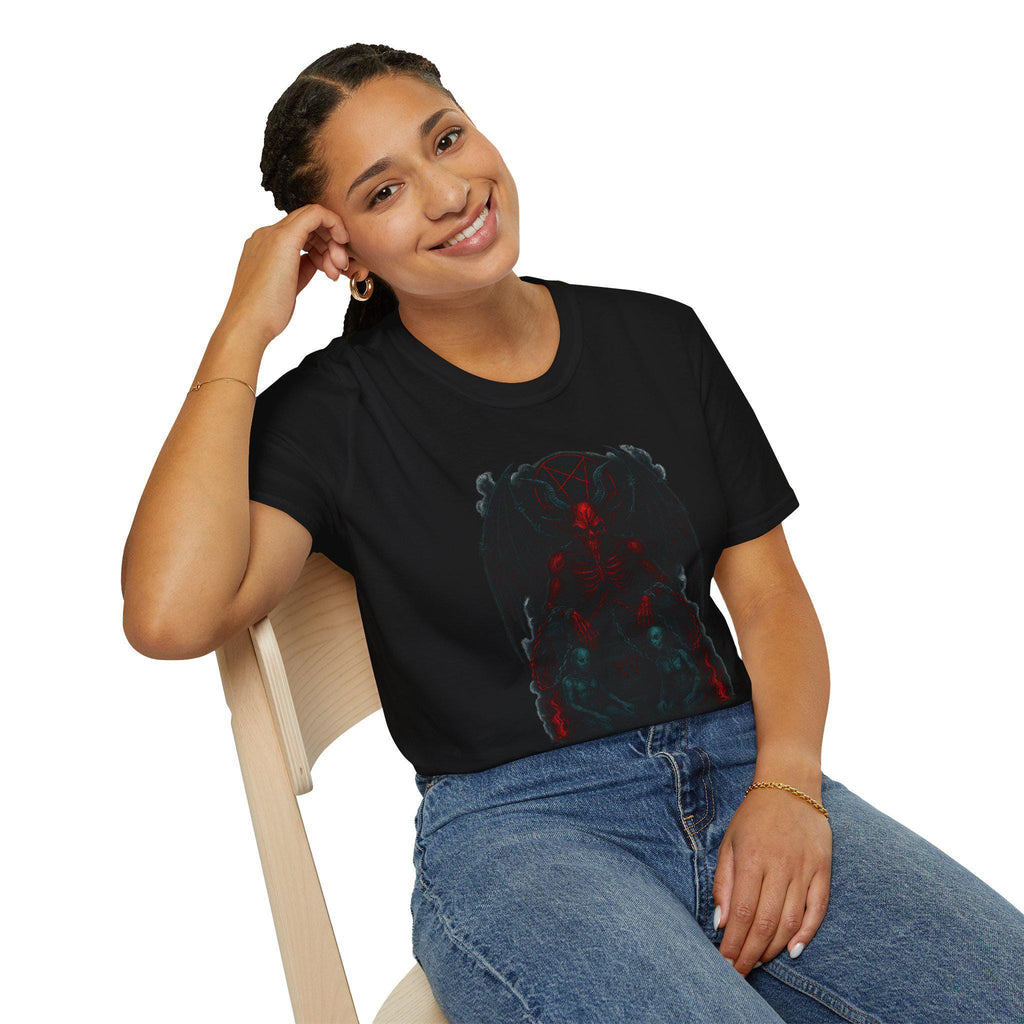 Devil Tarot Card Graphic Tee. 100% cotton, size S-2XL, VeinLine Studio