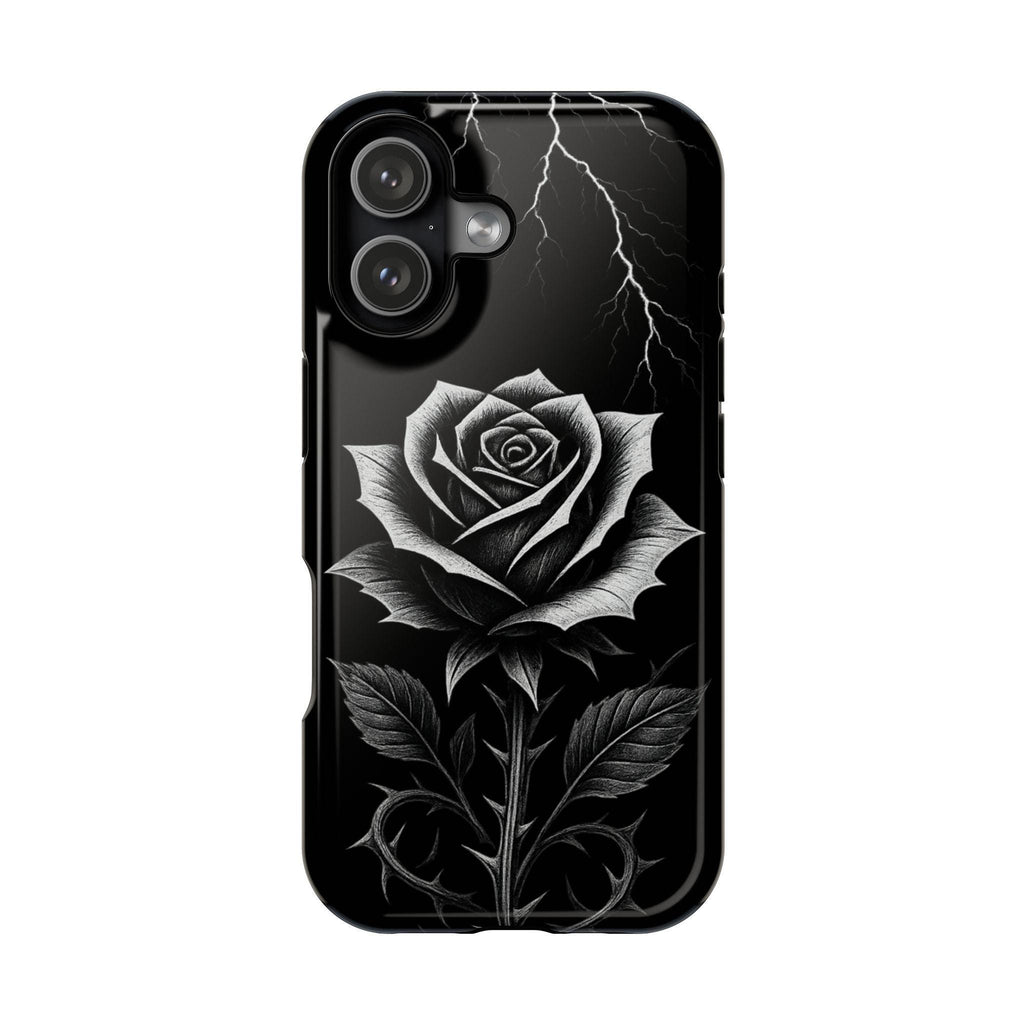 Stylish Impact-Resistant Phone Case - Black Rose Design for Flower Lovers, Gift for Him/Her, Trendy Accessories, Unique Phone Protection