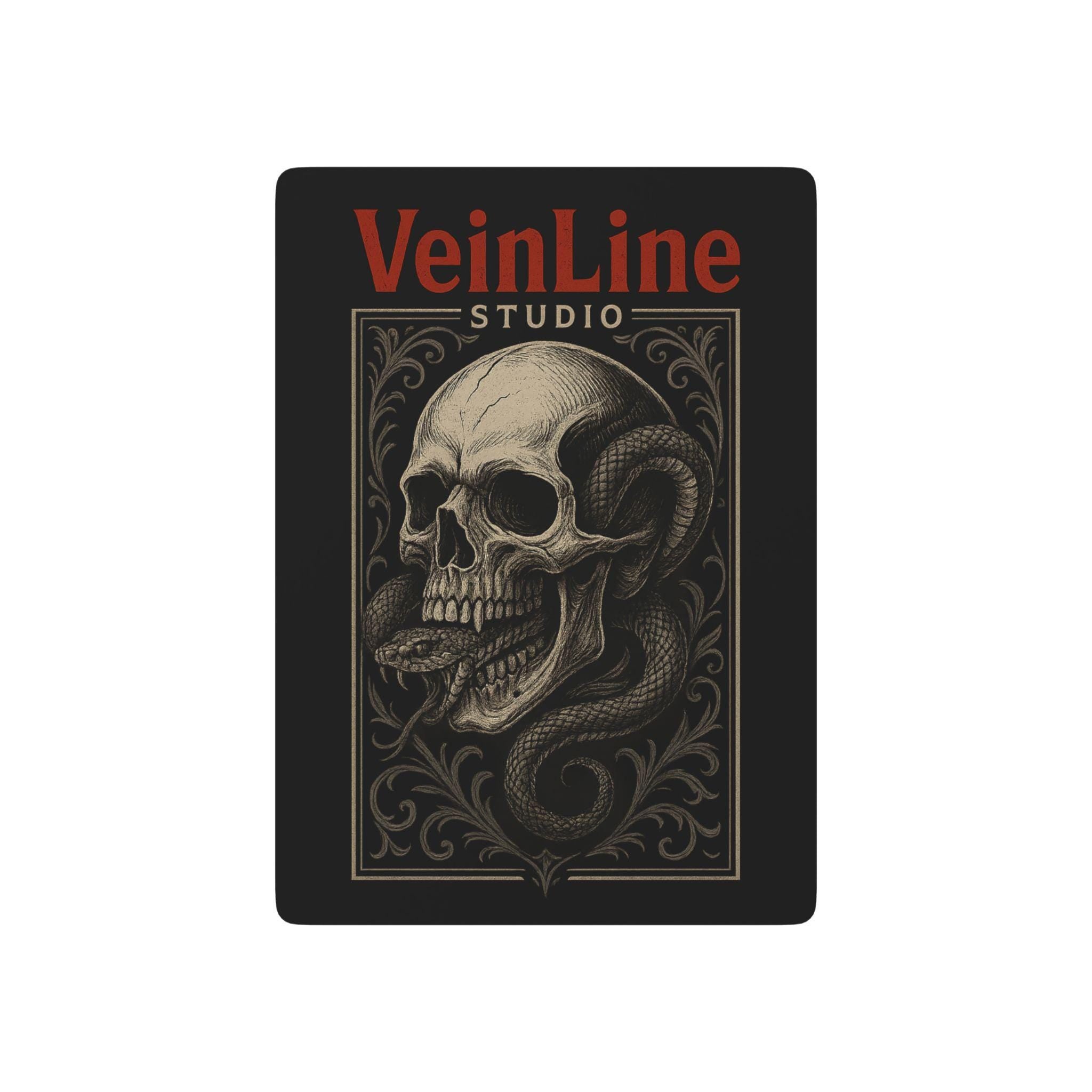 Gothic Skull Poker Playing Cards: Stylish Card Deck in Acrylic Box, VeinLine Studio