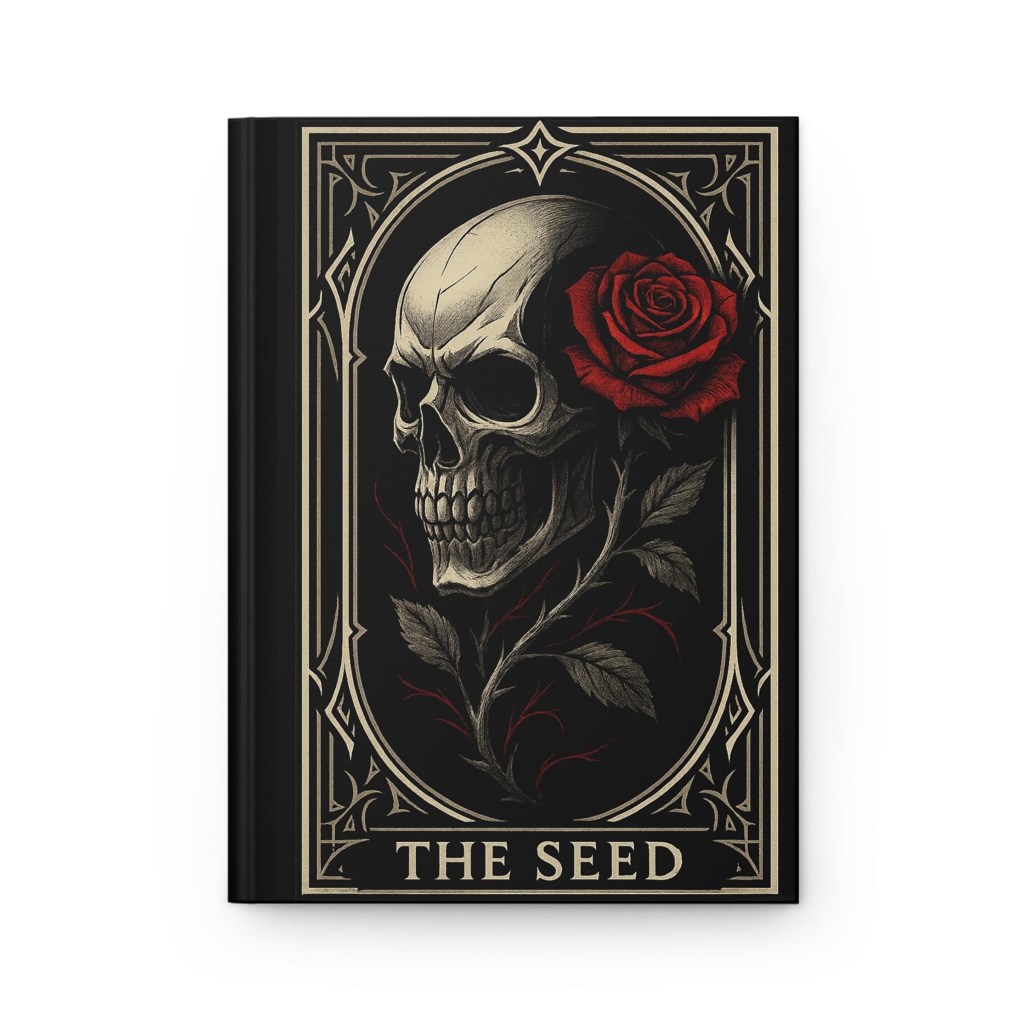 Gothic Hardcover Journal, Artistic Notebook, Dark Aesthetic Diary, Skull and Rose Design, VeinLine Studio