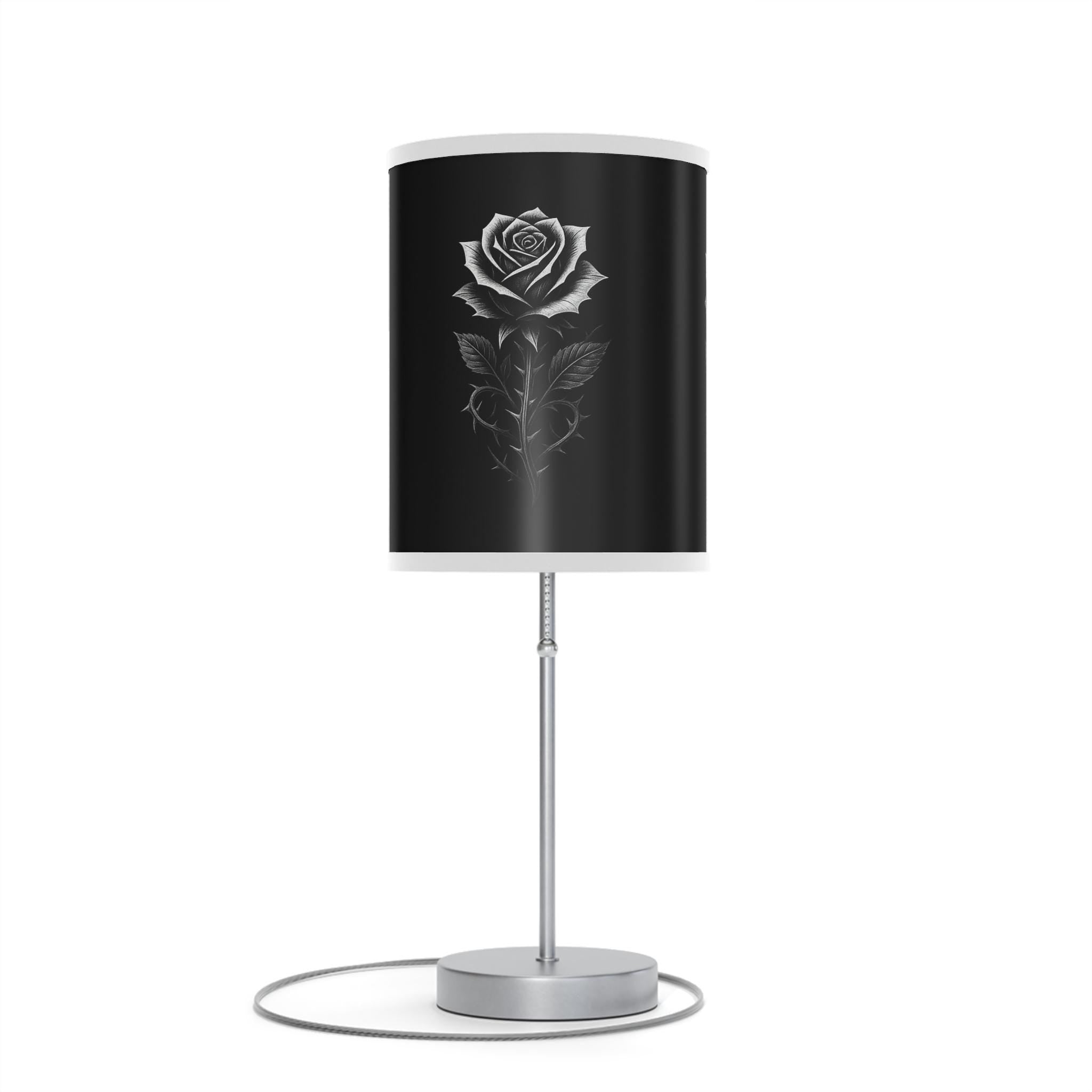 Black Rose Lamp – Gothic Floral Table Light VeinLine Studio