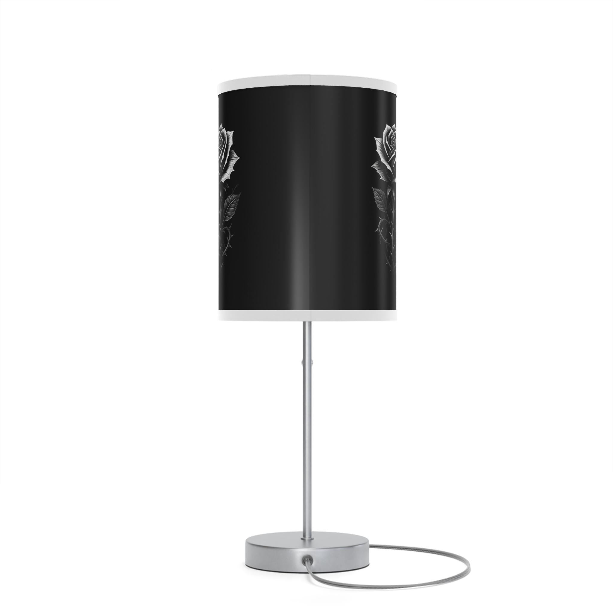 Black Rose Lamp – Gothic Floral Table Light VeinLine Studio