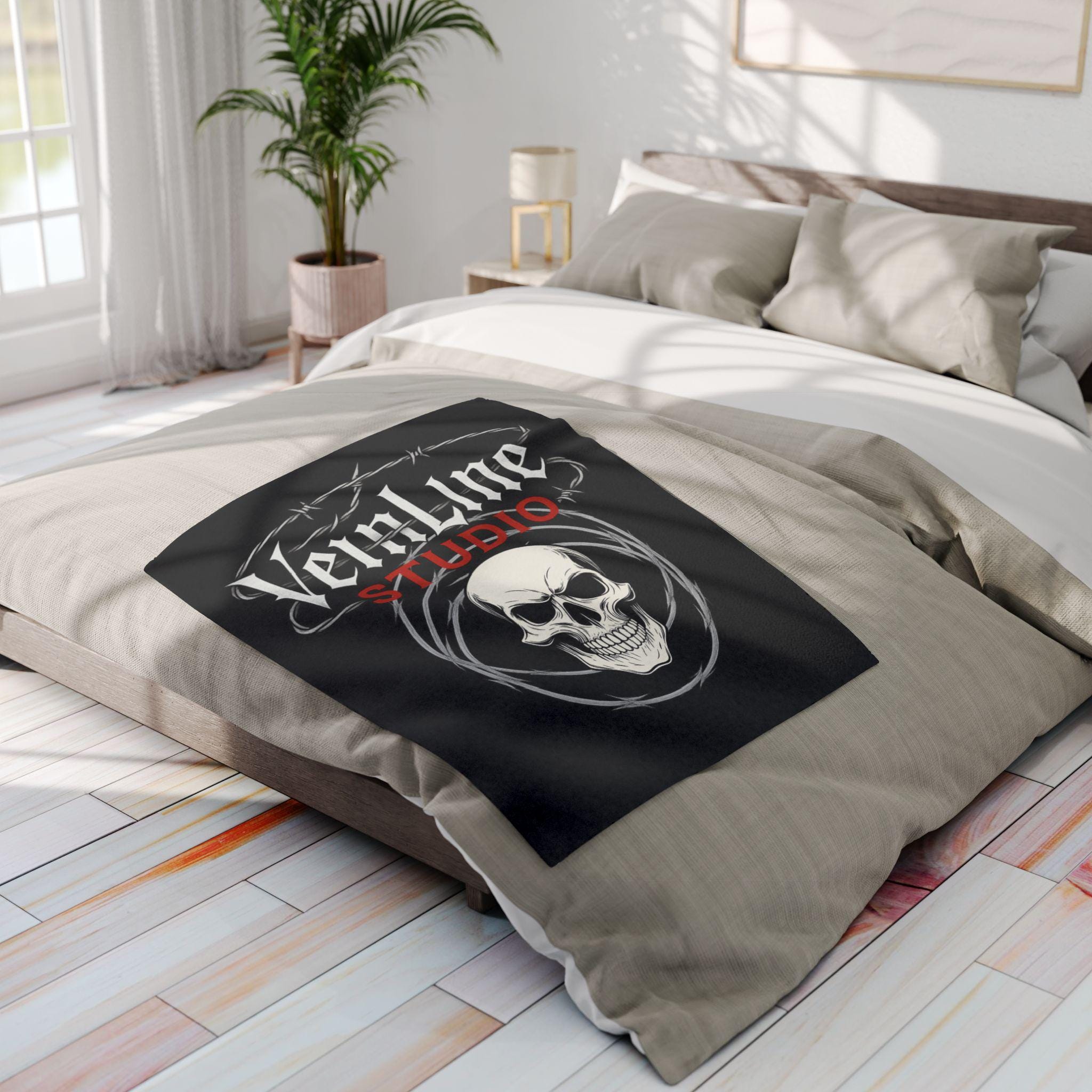 Skull Art Fleece Blanket VeinLine Studio
