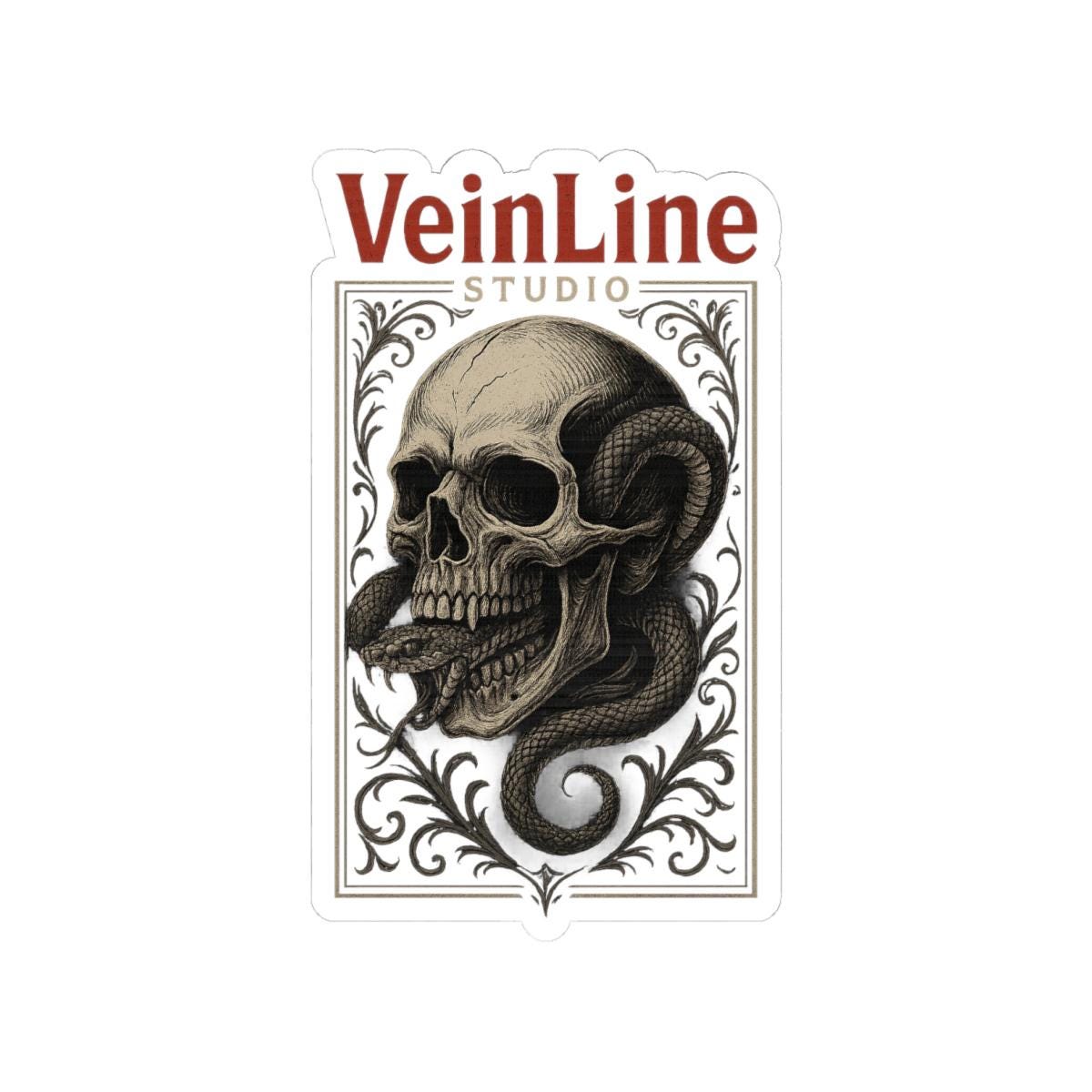 Gothic Skull Sticker – Dark Art Decal VeinLine Studio