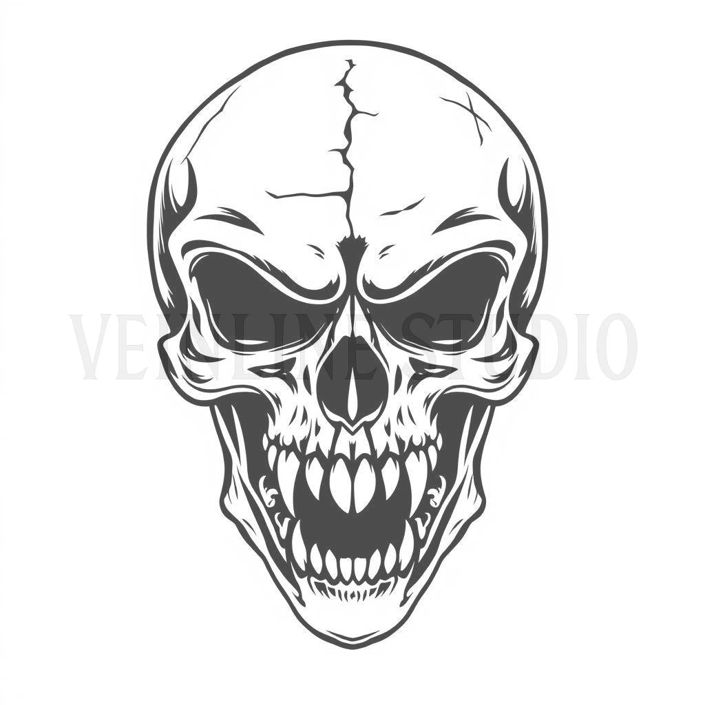 Skull tattoo stencil pack of 10 AI generated designs. Digital download.