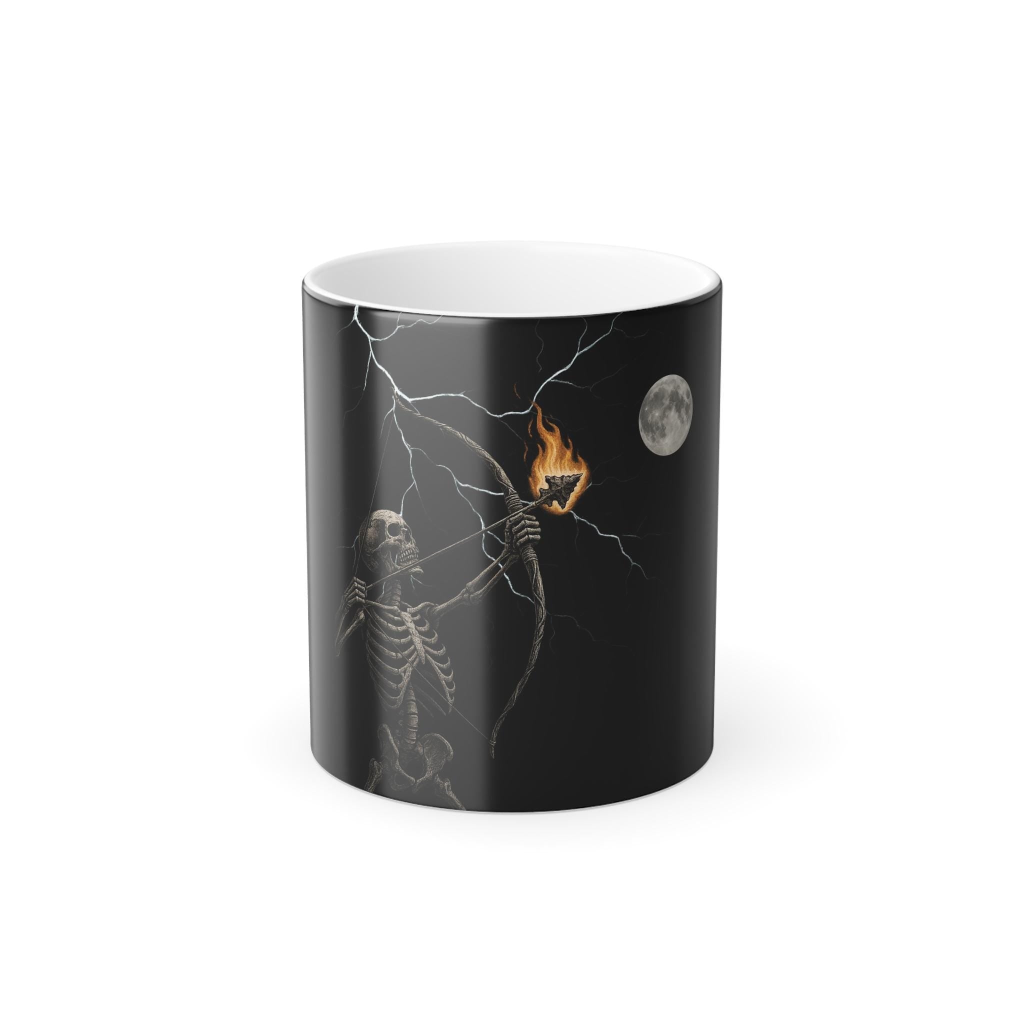 Mug, Skeleton Archer , Moon & Lightning Design, Color Changing Cup, Coffee Mug, VeinLine Studio