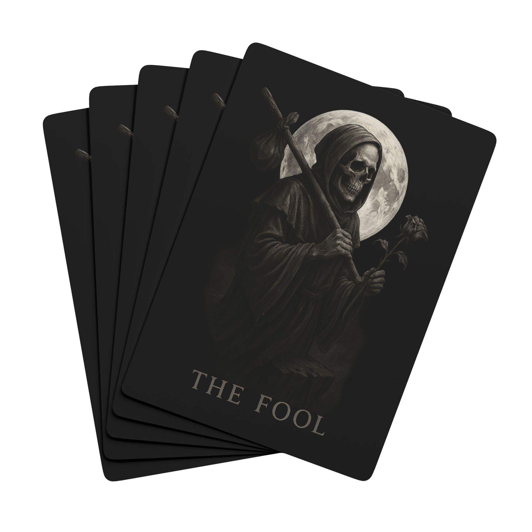 Gothic Poker Cards, The Fool design. Skull playing cards. VeinLine studio