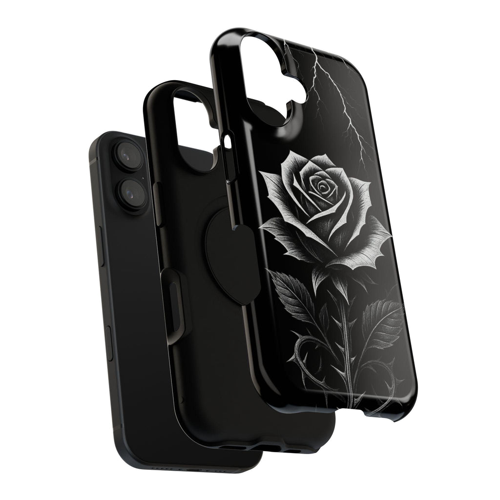 Stylish Impact-Resistant Phone Case - Black Rose Design for Flower Lovers, Gift for Him/Her, Trendy Accessories, Unique Phone Protection