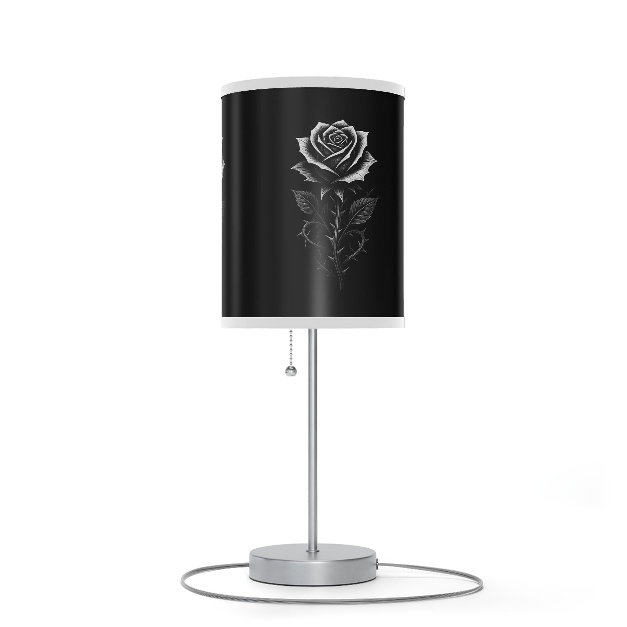 Black Rose Lamp – Gothic Floral Table Light VeinLine Studio