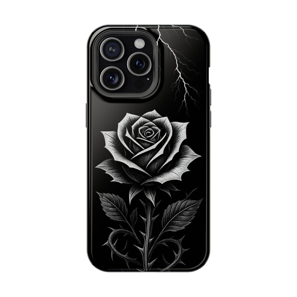 Stylish Impact-Resistant Phone Case - Black Rose Design for Flower Lovers, Gift for Him/Her, Trendy Accessories, Unique Phone Protection
