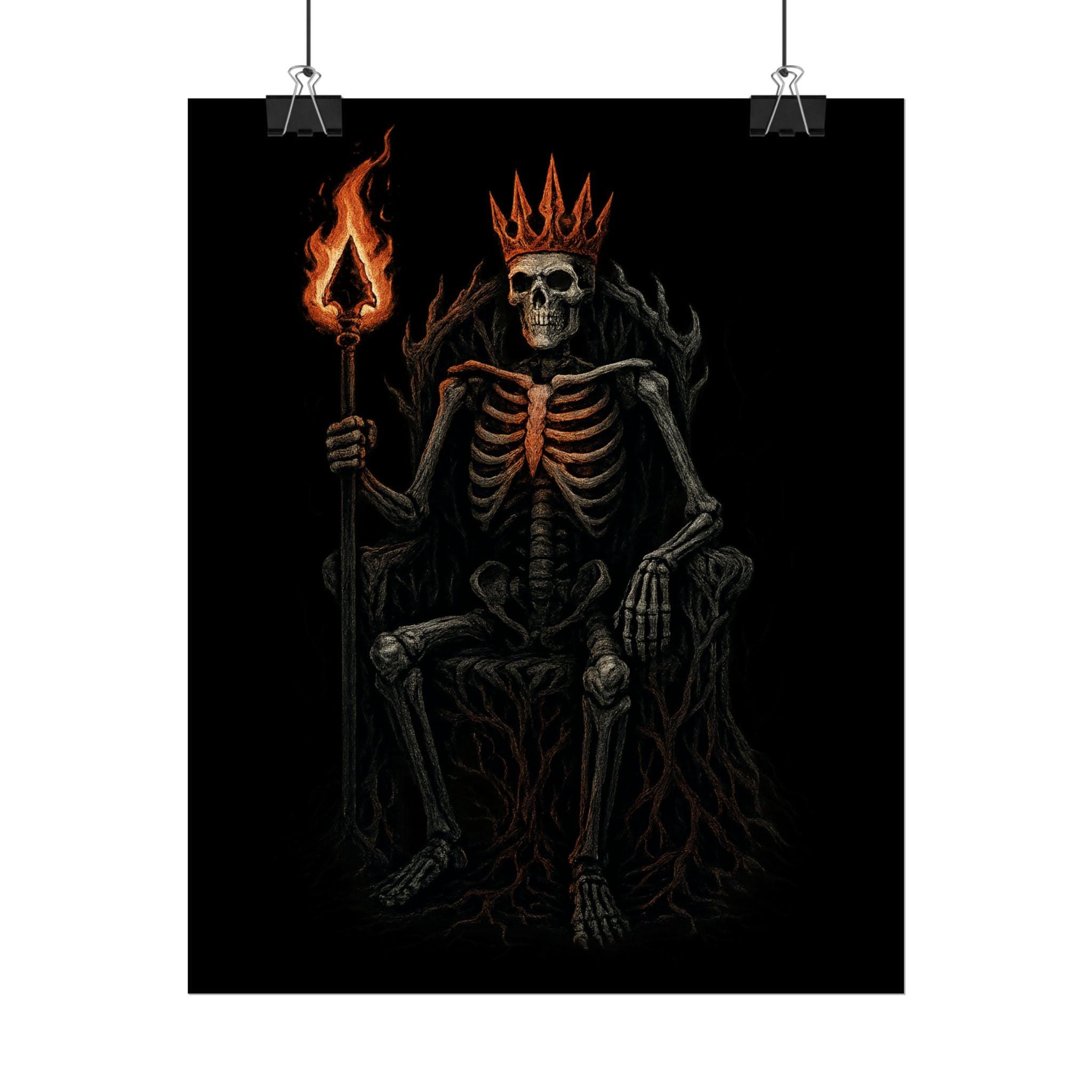 Dark King Skeleton Gothic Poster: Spooky Halloween Wall Art VeinLine Studio