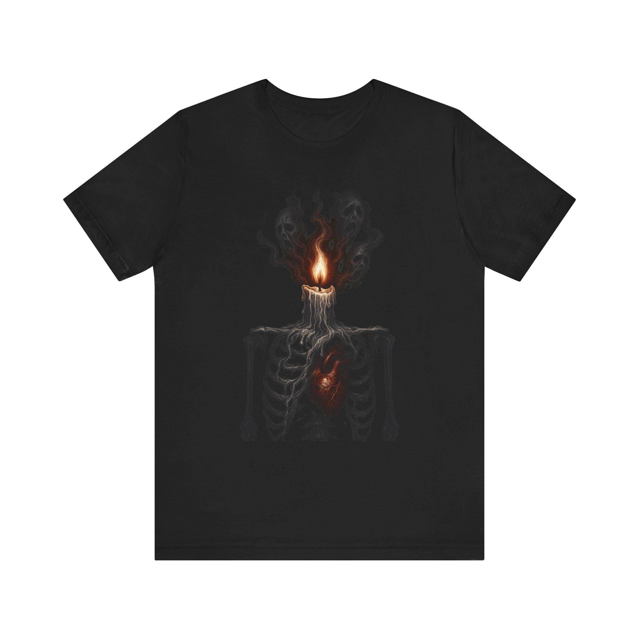 Halloween Shirt, Skeleton Candle Tee, Gothic Clothing, VeinLine Studio