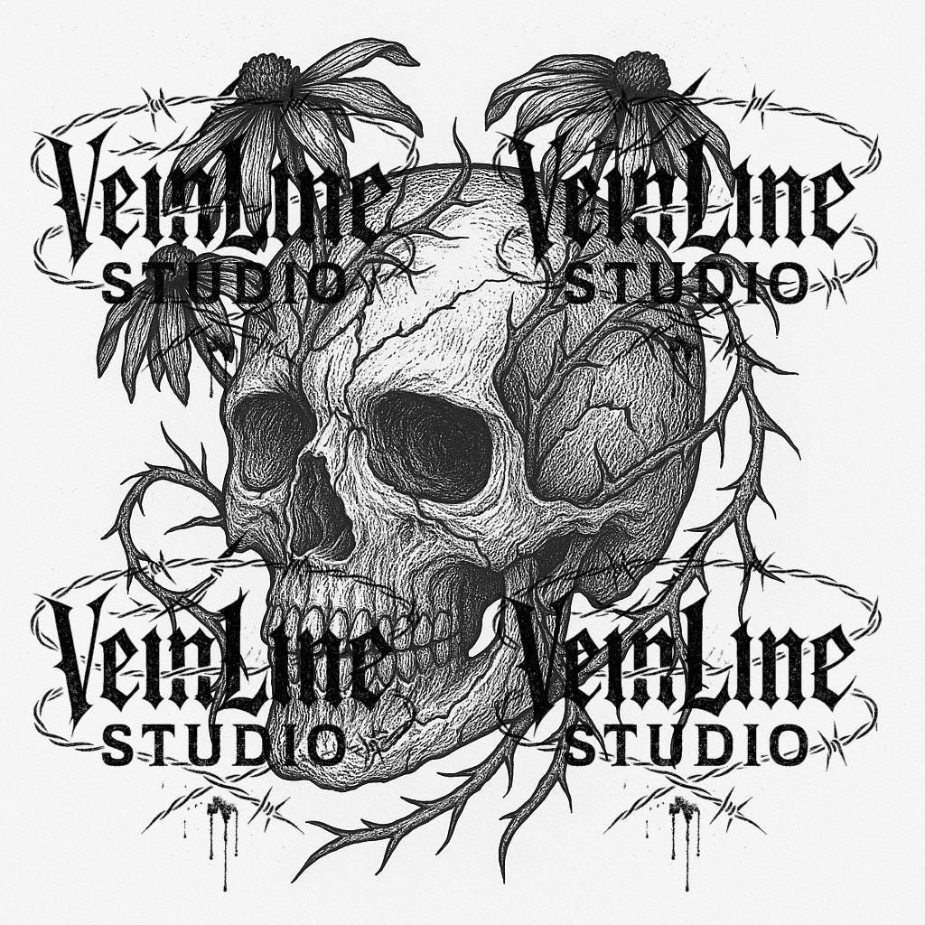 Realistic Dark Tattoo Stencil Bundle – 6 Black & White Flash Designs by VeinLineStudio