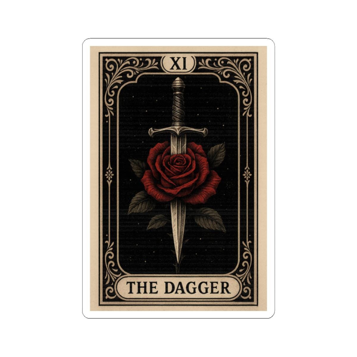 Gothic Rose Dagger Sticker – Dark Tarot Art Decal VeinLine Studio