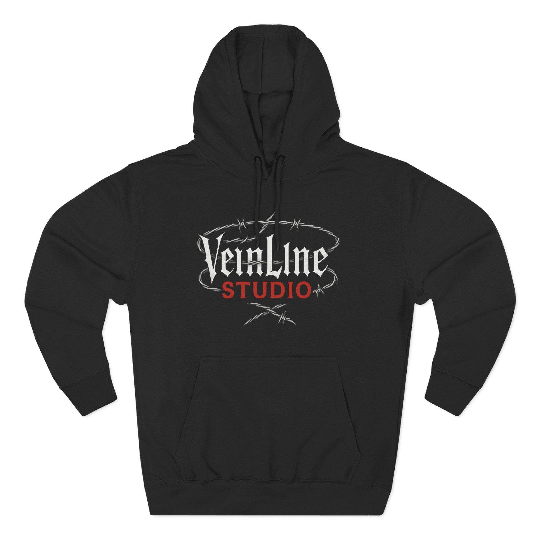 Edgy Graphic Hoodie, cotton and polyester, black, size XS-3XL, VeinLine Studio