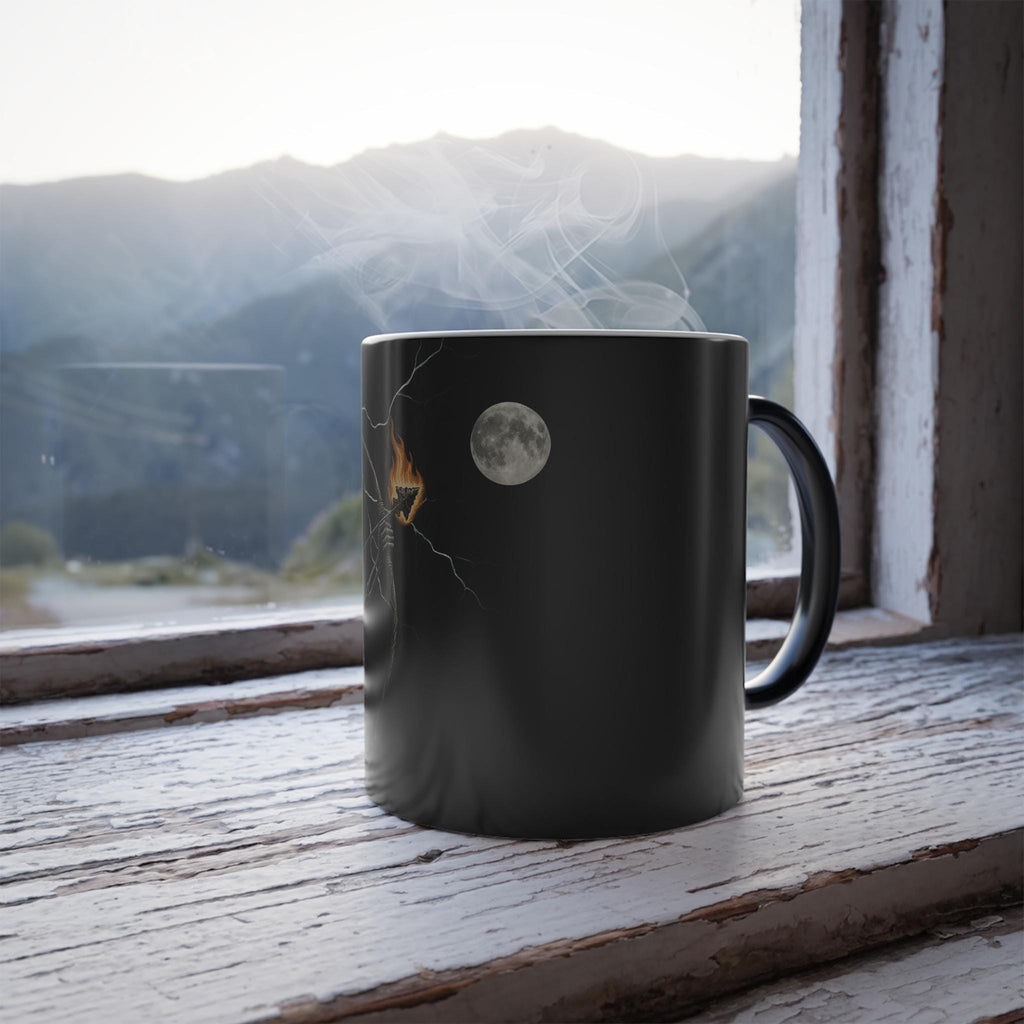 Mug, Skeleton Archer , Moon & Lightning Design, Color Changing Cup, Coffee Mug, VeinLine Studio