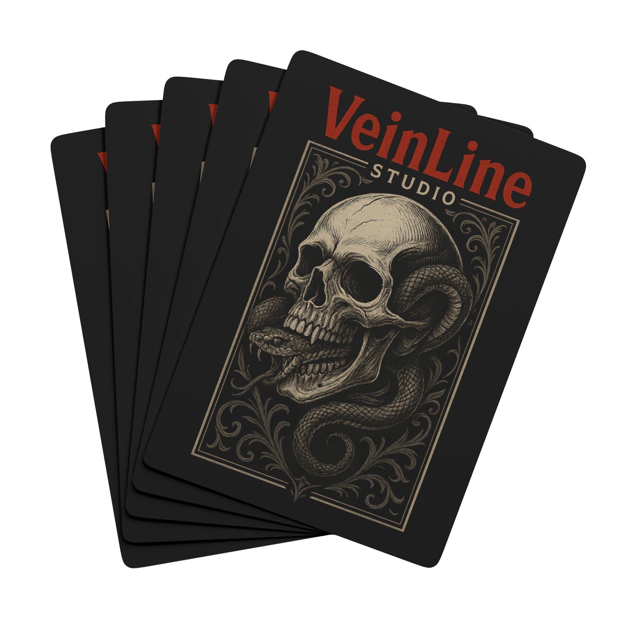 Gothic Skull Poker Playing Cards: Stylish Card Deck in Acrylic Box, VeinLine Studio