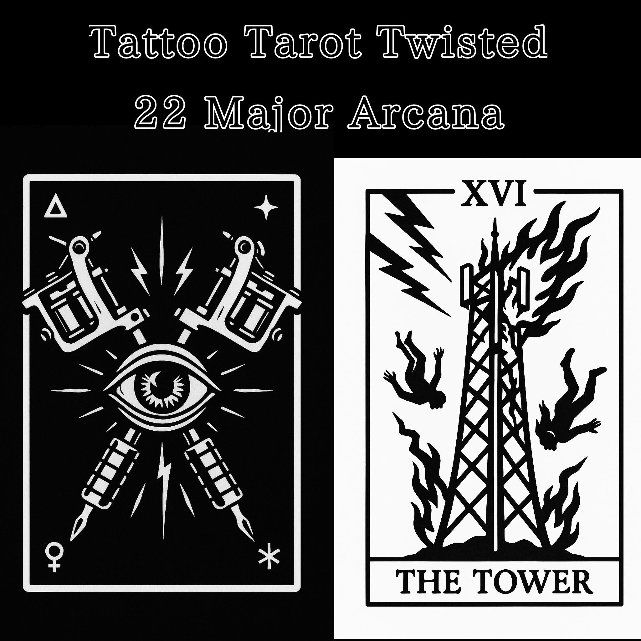 Gothic Tattoo Tarot Deck: Major Arcana Printable Cards (Digital Download by VeinLineStudio
