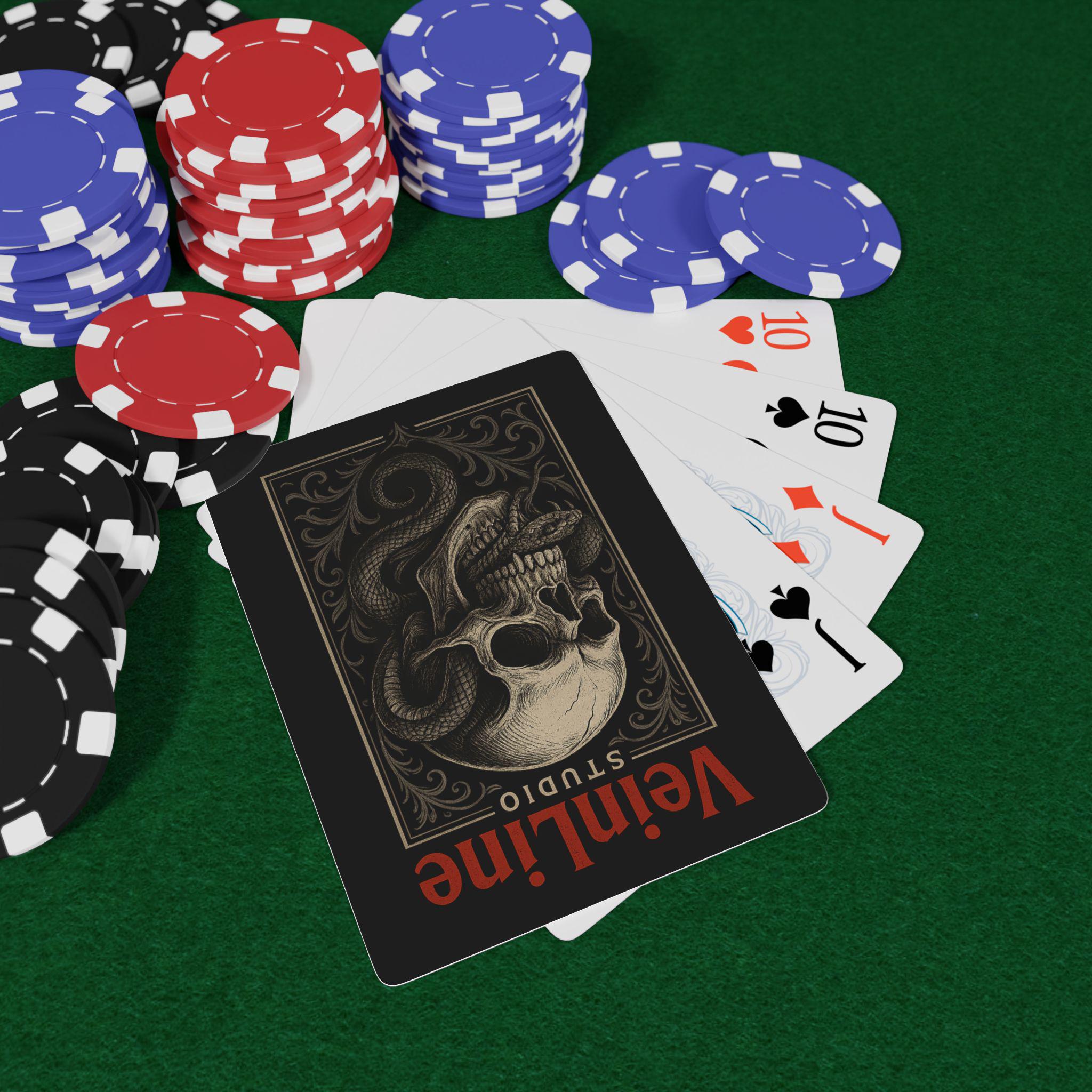 Gothic Skull Poker Playing Cards: Stylish Card Deck in Acrylic Box, VeinLine Studio