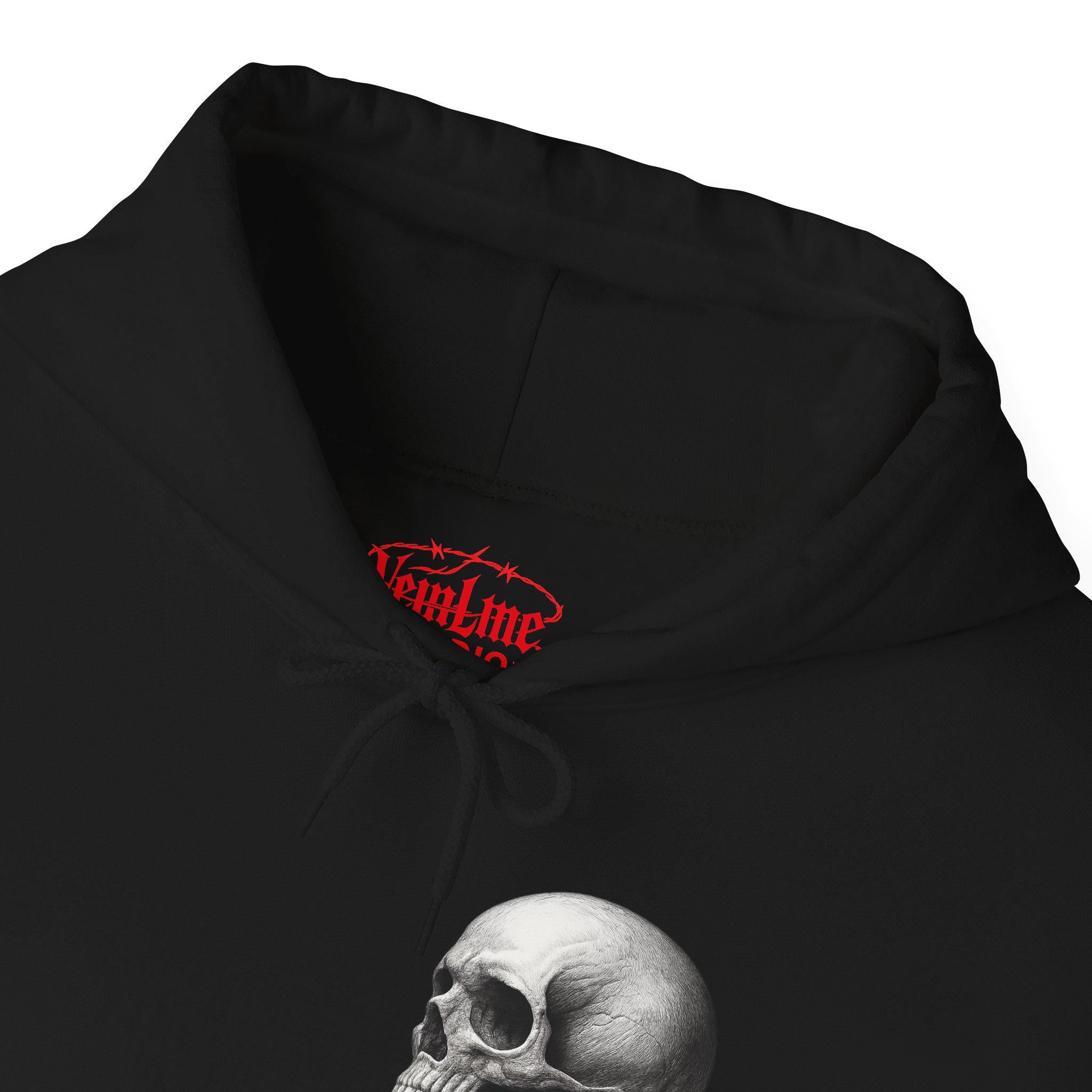 Skull Graphic Hooded Sweatshirt, Cozy Black Hoodie VeinLine Studio