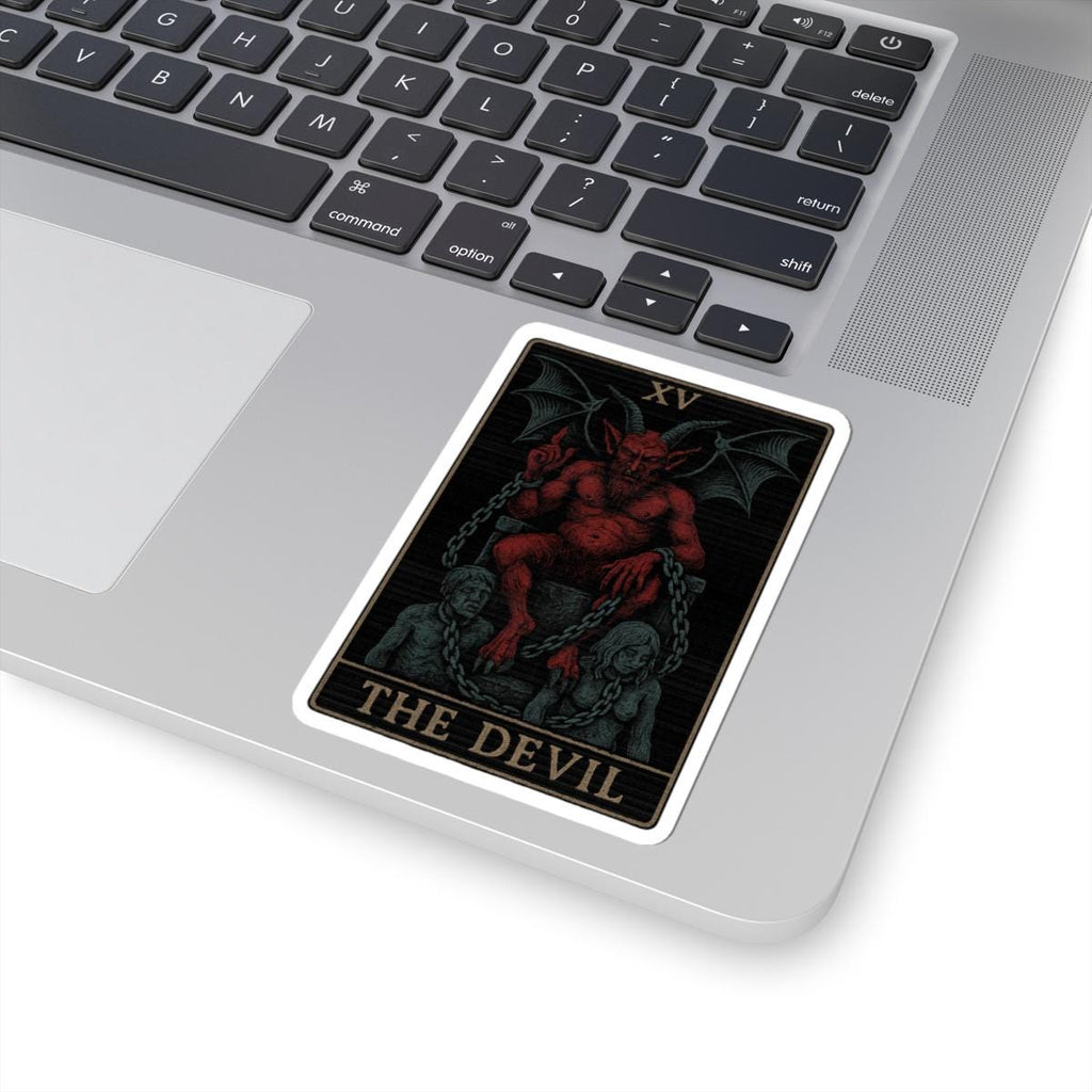 Devil Tarot Sticker – Gothic Occult Art Decal VeinLine Studio