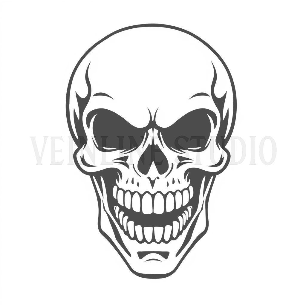 Skull tattoo stencil pack of 10 AI generated designs. Digital download.